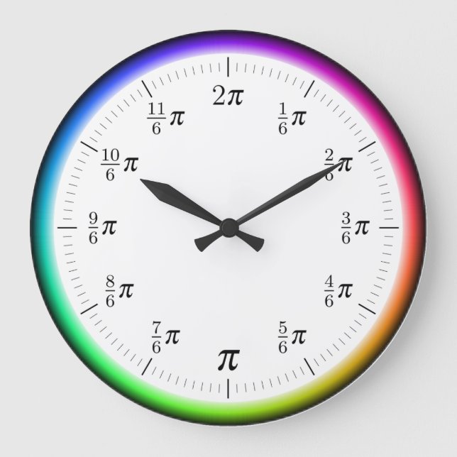 Mathematical π Time Wall Clock with Rainbow Circle (Front)