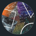 Mathematical Equations Geometric Sticker<br><div class="desc">Add a burst of inspiration and intellect to your notebooks, laptops, or accessories with this mathematics-themed round sticker featuring vibrant equations and geometric art. Ideal for students, teachers, math enthusiasts, and STEM professionals, its dynamic design transforms any surface into a stylish celebration of logic, color, and creativity. Whether for organizing,...</div>
