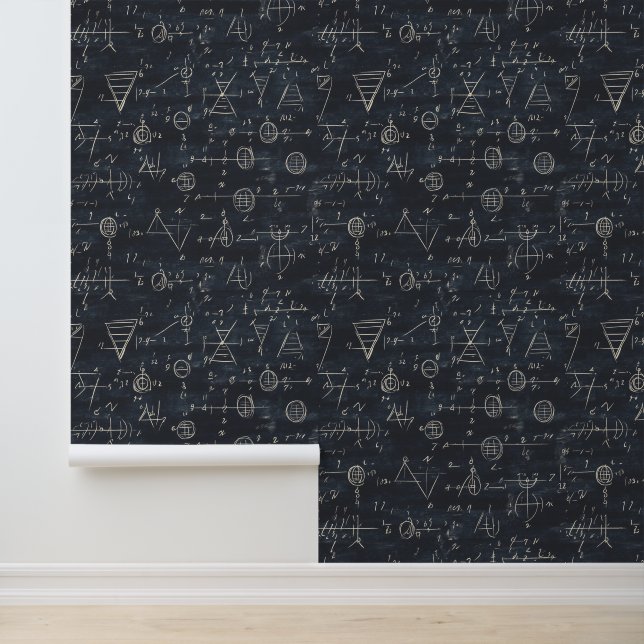Mathematical Formulas On Black Draft Chalkboard Wallpaper (Application)