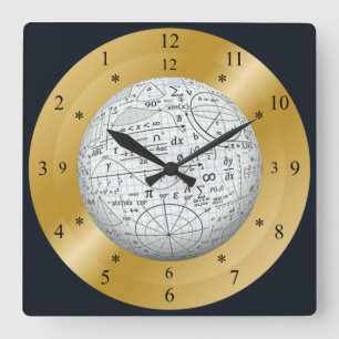 Mathematical World Of Time Travel ~  Square Wall Clock