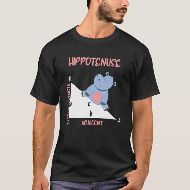 Mathematician Hippotenuse Hippo Triangle T-Shirt (Front)