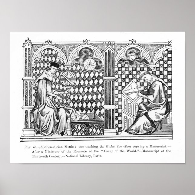 Mathematician Monks: one teaching the Globe Poster (Front)