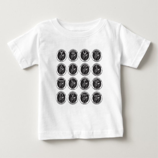 Mathematicians for All, etc baby T-shirt (Front)