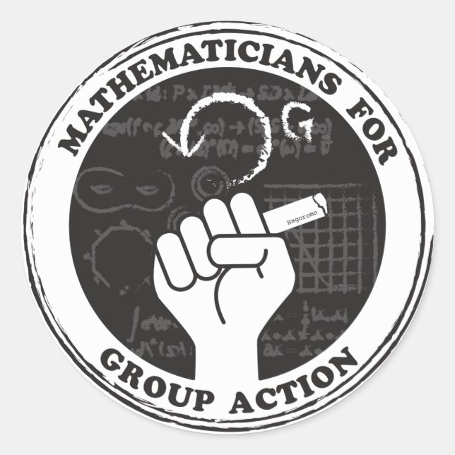 Mathematicians for Group Action Stickers (Front)