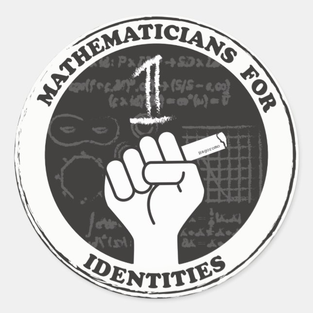 Mathematicians for Identities stickers (Front)