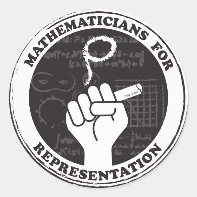 Mathematicians for Representation stickers (Front)