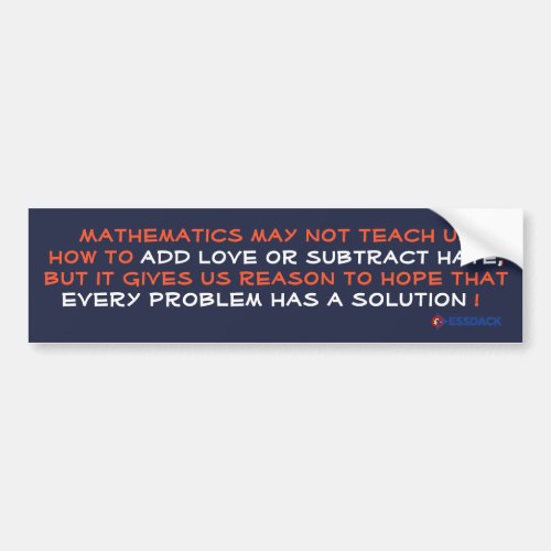 Mathematicsadd love subtract hate bumpersticker bumper sticker