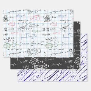 Mathematics, Algebra, Geometry, Ball Point Pen Wrapping Paper Sheets