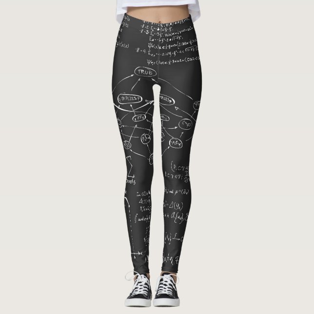 mathematics  black and white scribbles leggings (Front)