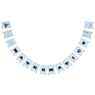 Mathematics Class | Black & Pastel Blue Decor Bunting Flags