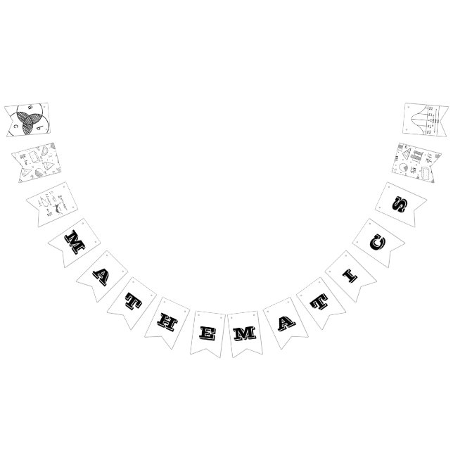 Mathematics Class | Black & White Minimalist Decor Bunting Flags (All)