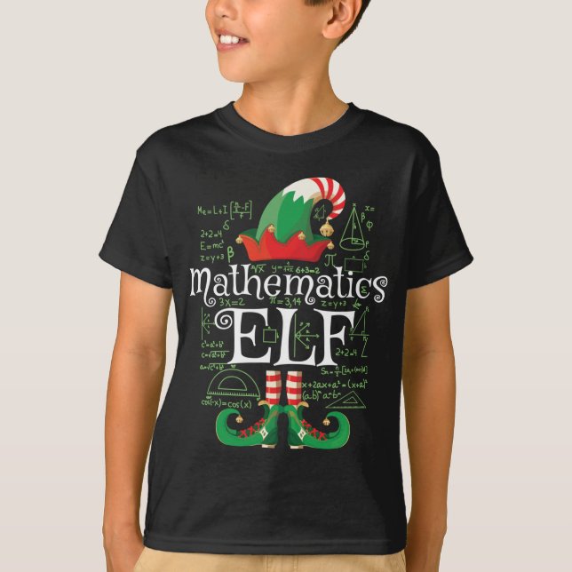 Mathematics Elf Gift Funny Matching Xmas Math Elf T-Shirt (Front)