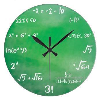 Mathematics Equation Quiz For Geeks Large Clock by srk4you at Zazzle