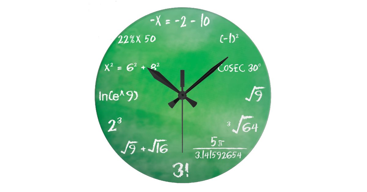 Math Wall Clocks Zazzle Mathematics Equation Quiz For Geeks Large Clock