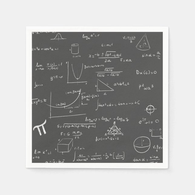Mathematics equations, formulas and graphics party napkins (Front)