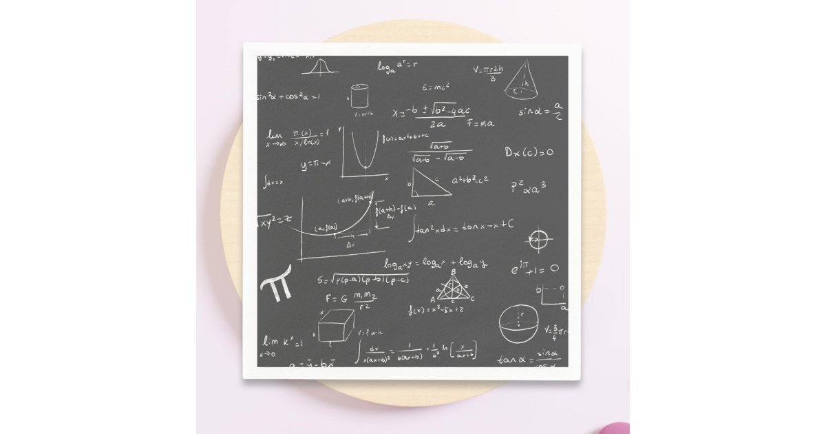 Mathematics equations, formulas and graphics party napkins | Zazzle