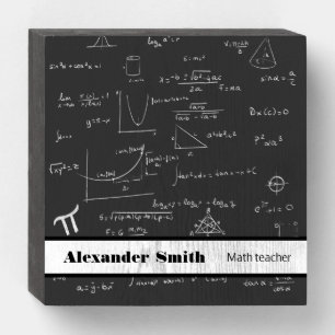 Mathematics equations personalized math teacher wooden box sign