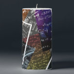 Mathematics Formula Pillar Candle<br><div class="desc">Brighten your space with curiosity and creativity using this pillar candle, wrapped in a vibrant design of mathematical formulas and geometric diagrams. Perfect for study rooms, classrooms, or science-themed decor, this candle adds intellectual flair to any environment while offering a warm, inviting glow.</div>