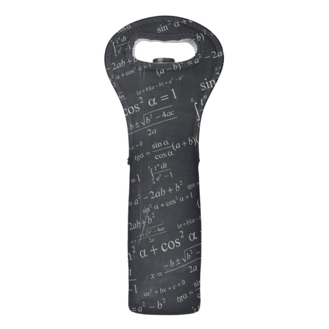 Mathematics Formulas on Chalkboard - Funny & Cool Wine Bag (Front)