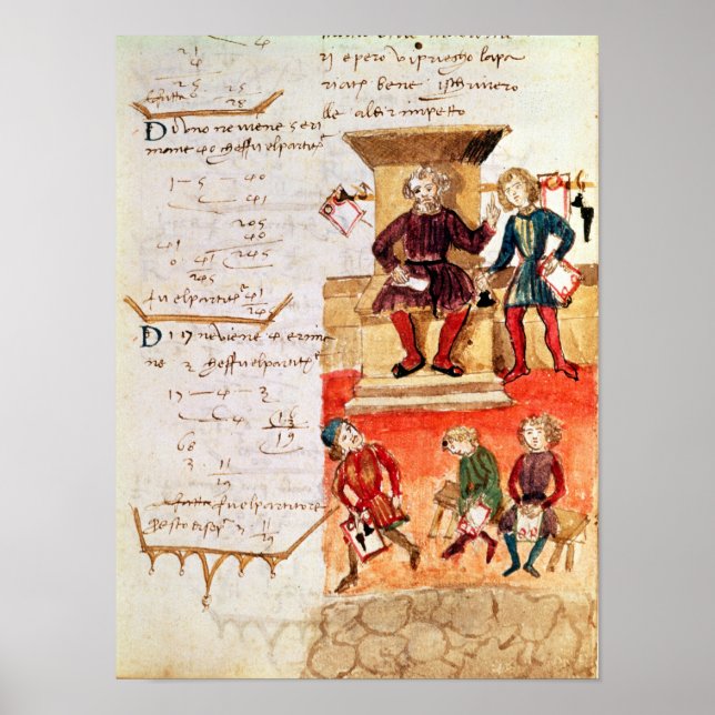 Mathematics Lesson, from a mathematical treatise Poster (Front)