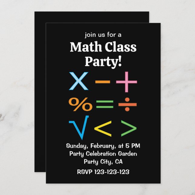 Mathematics Math Symbol Math  Invitation (Front/Back)