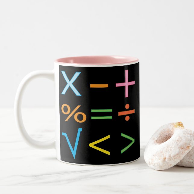 Mathematics Math Symbol Math  Two-Tone Coffee Mug (With Donut)
