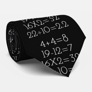mathematics problems on black neck tie