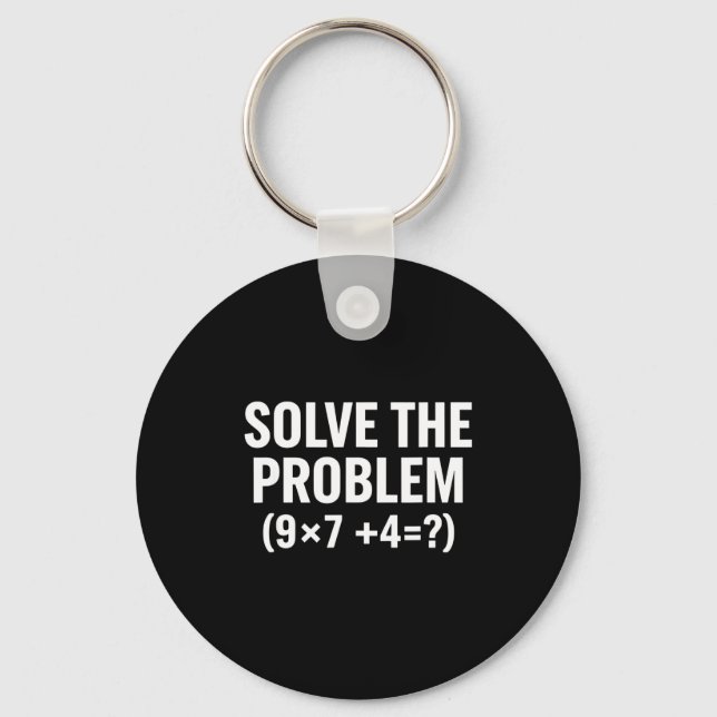 Mathematics Solve The Problem (9x7+4=_) Funny Math Keychain (Front)