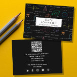 Mathematics Teacher Tutor Equations Math Formulas  Business Card<br><div class="desc">A colorful mathematics equations and formulas pattern on a black background. An ideal design for math teachers, mathematic enthusiasts, scientists and mathematics tutors. A simple and professional way to introduce your business. Social media icons included in the design of this business card for you to use. Personalize your details to...</div>