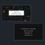 Mathematics Teacher Tutor Equations Math Formulas  Business Card<br><div class="desc">A colorful mathematics equations and formulas pattern on a black background. An ideal design for math teachers, mathematic enthusiasts, scientists and mathematics tutors. A simple and professional way to introduce your business. Social media icons included in the design of this business card for you to use. Personalize your details to...</div>