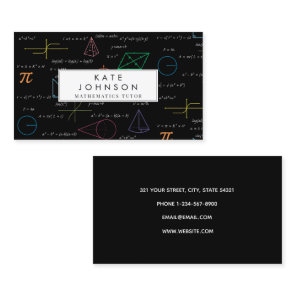 Mathematics Teacher Tutor Equations Math Formulas Business Card