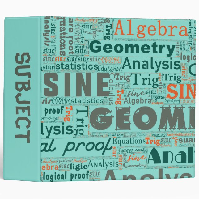 Mathematics Text Cloud 3 Ring Binder (Front/Spine)