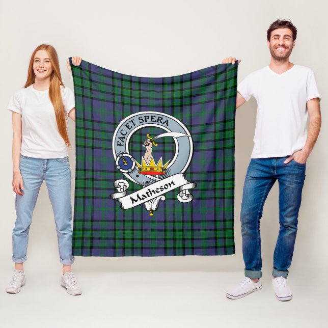 Matheson Green Clan Badge Tartan Plaid Fleece Blanket (In Situ)