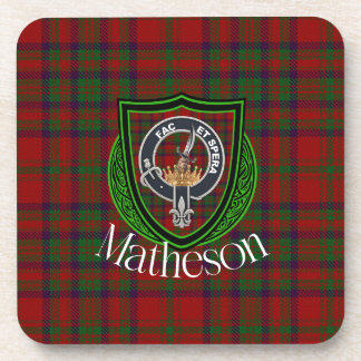 Matheson Scottish Clan Tartan & Crest Beverage Coaster