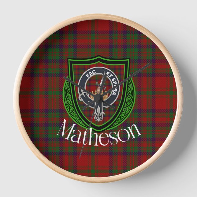 Matheson Scottish Clan Tartan & Crest Clock (Front)
