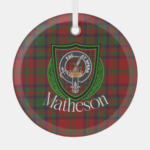 Matheson Scottish Clan Tartan & Crest Glass Ornament