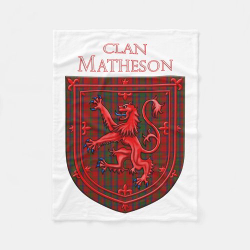 Matheson Tartan Scottish Plaid Lion Rampant Fleece Blanket