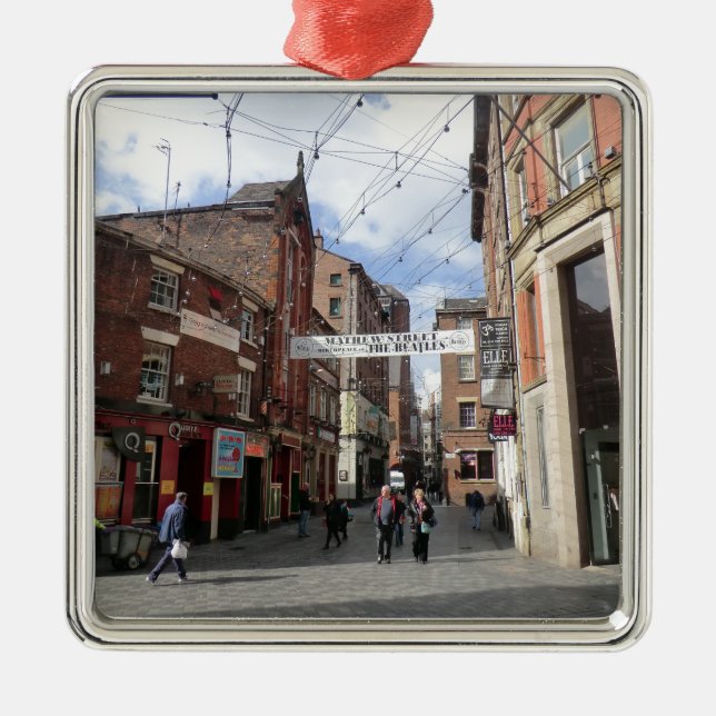 Mathew Street in Liverpool Metal Ornament (Front)