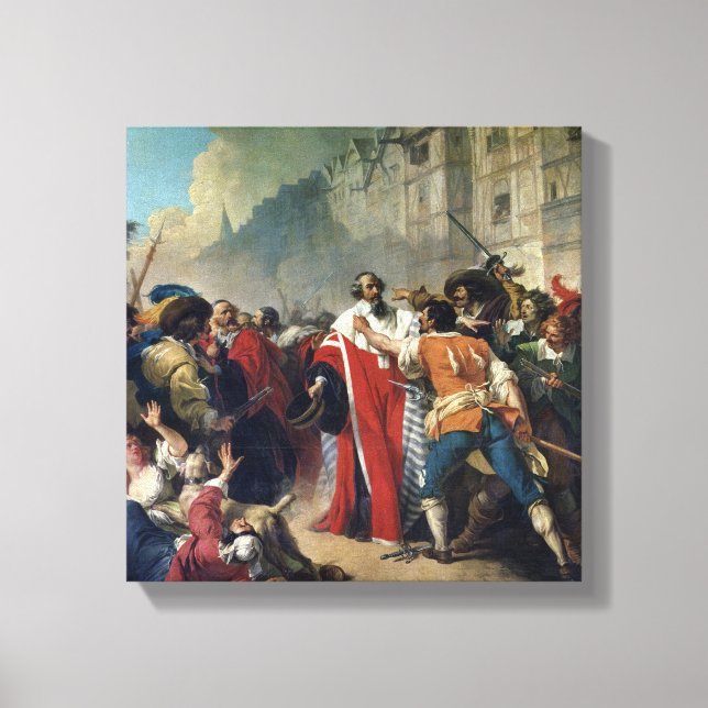 Mathieu Mole being stopped by the Parisian crowd o Canvas Print (Front)