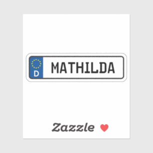 Mathilda German Car License Plate Sticker