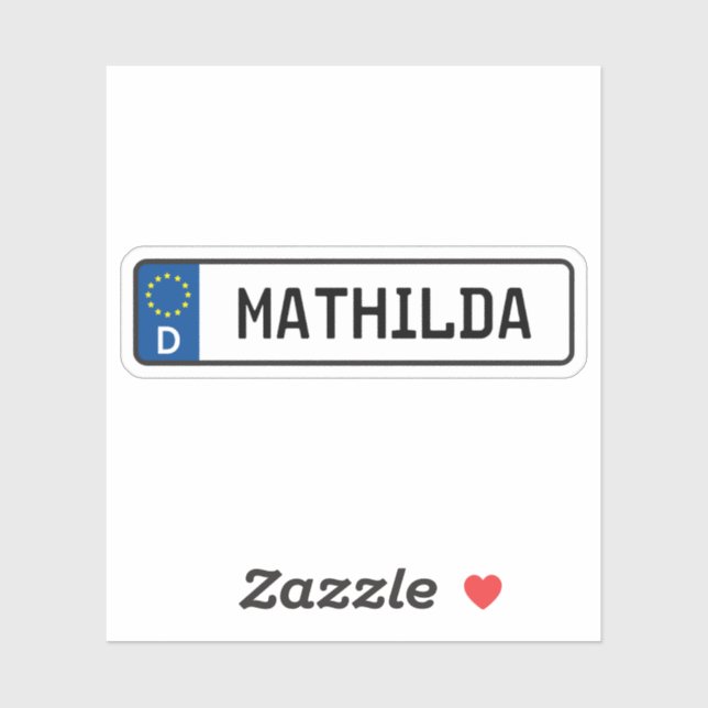 Mathilda German Car License Plate Sticker (Sheet)