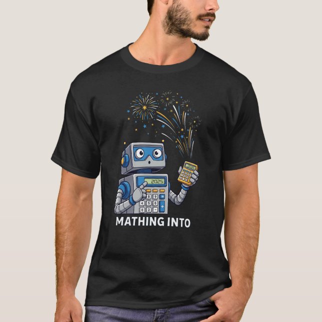 Mathing Into 2025 Robot Math Teacher New Year T-Sh T-Shirt (Front)