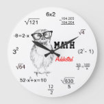 Maths Addicted Nerdy Owl Large Clock at Zazzle