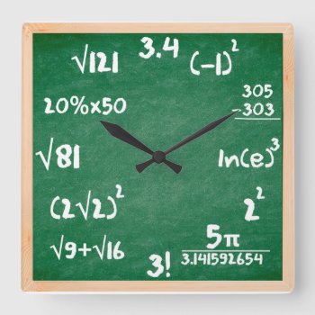 Maths Clock With Wooden Border by srk4you at Zazzle
