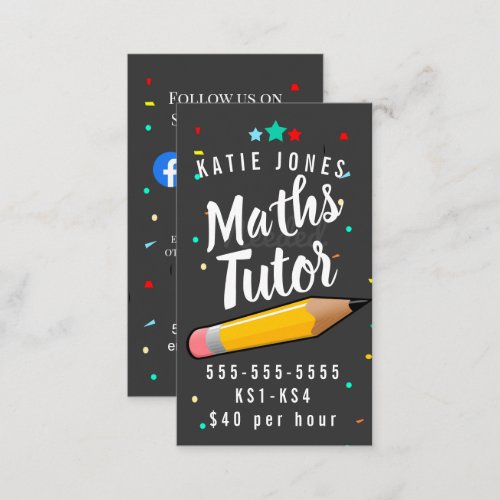 maths English tutor home learning exams Business Card
