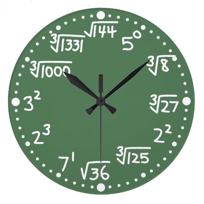 Maths Exponents Square and Cube Roots Wall Clock