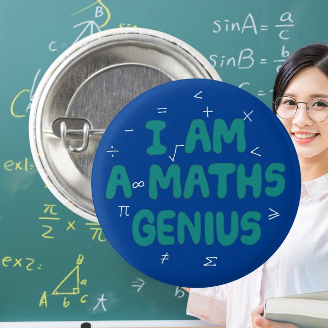 Maths genius, Mathematical wizz kid Button (Creator Uploaded)