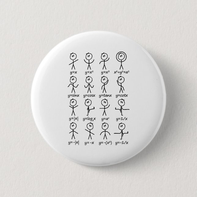 Maths I Stick Figures I Functions Equations I Math Button (Front)