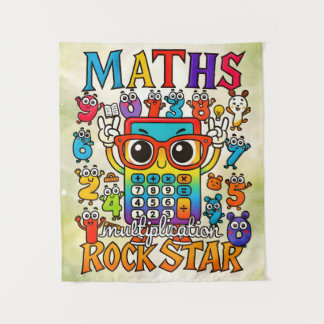 Maths Multiplication Rockstar Cute Poster for Kids Tapestry