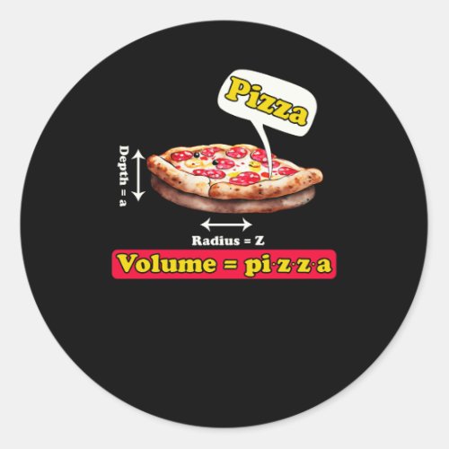Maths Nerd Pizza Lovers Math Teacher Volume Formul Classic Round Sticker